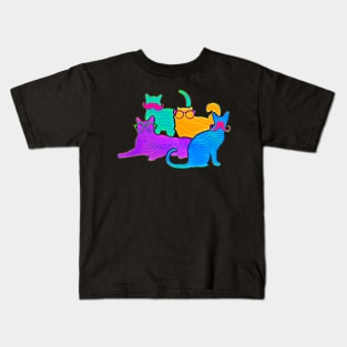 Cats with Glasses and Mustaches Kids T-Shirt